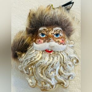 Christmas Ornament Glass Woodland Santa Claus Head Distressed Robert Stanley
